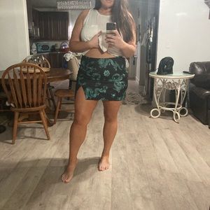 Black skirt with green oriental dragons